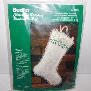 VTG Bucilla Christmas Stitchery Candlewicking Stocking 32253 TOYLAND New 18"